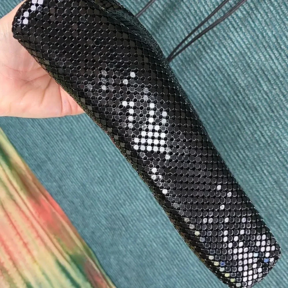 Vintage Whiting & Davis Black Mesh Evening Bag Convertible Clutch